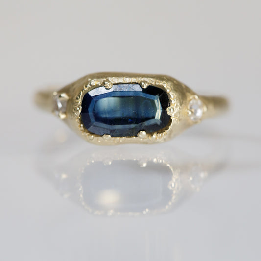 Atelier Narce OOAK 14k Gold, East/ West Sapphire & Diamond Ring