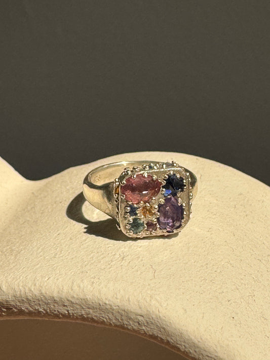 Atelier Narce Sterling Silver with Colorful Sapphires Ring