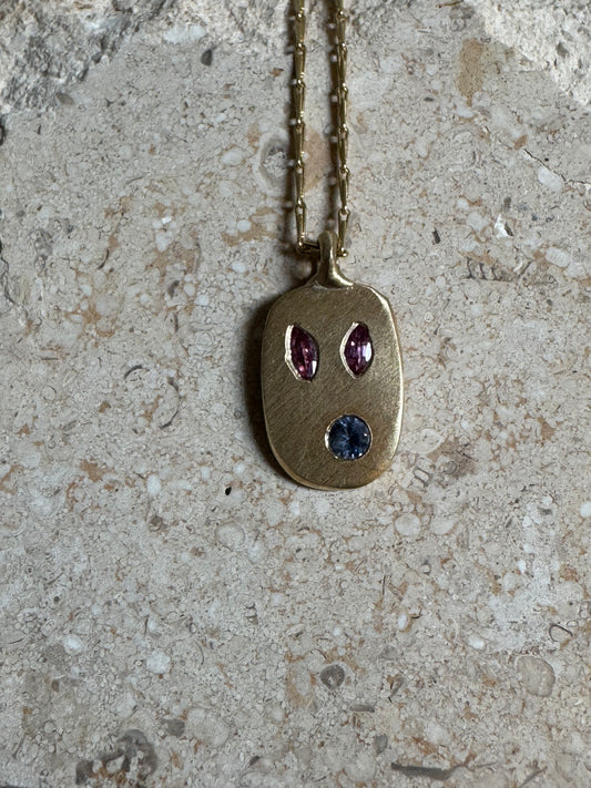 Fraser Hamilton Gold Mask Sapphire Pendant #1