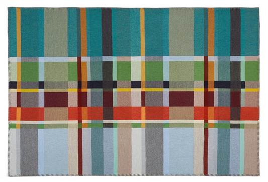 Wallace + Sewell Feilden Merino Lambswool Block Throw (Turquoise)