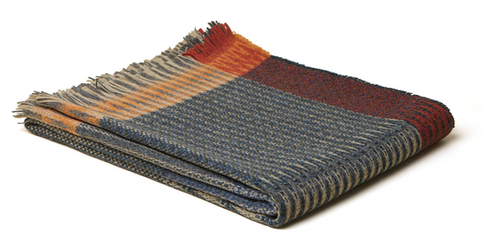 Wallace+Sewell Cairngorm Merino Shetland Tweed Throw (Dark Blue)