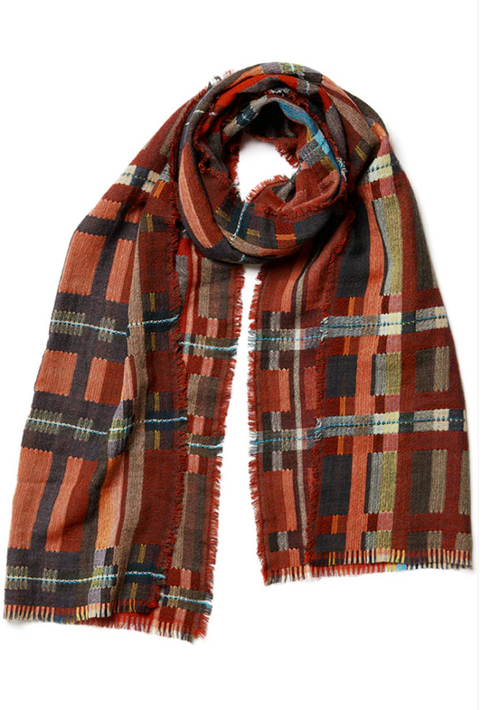 Wallace+Sewell Sedge Scorch Wool Wrap Scarf (Red)