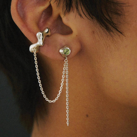 Faris Zelda Stud Cuff Sterling Silver & Peridot Single