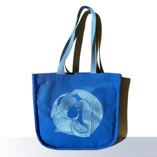 Animal Handmade Canvas Tote Wave Reflector Blue