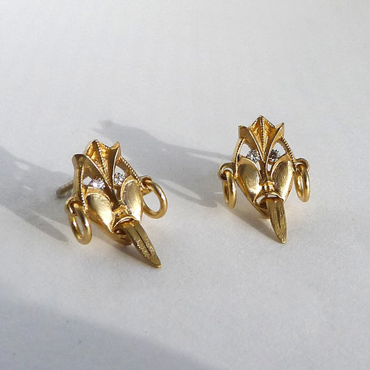 DMD Metal Fera Single Stud Earring 14k Gold with White Diamond