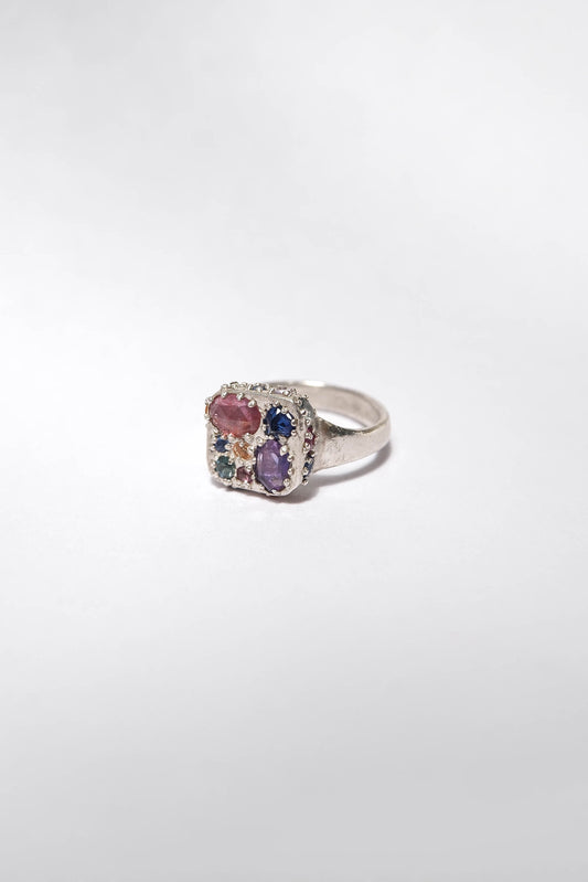 Atelier Narce Sterling Silver with Colorful Sapphires Ring