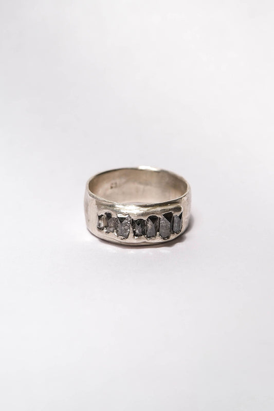 Atelier Narce Sterling Silver with Salt & Pepper Diamond Baguettes Band