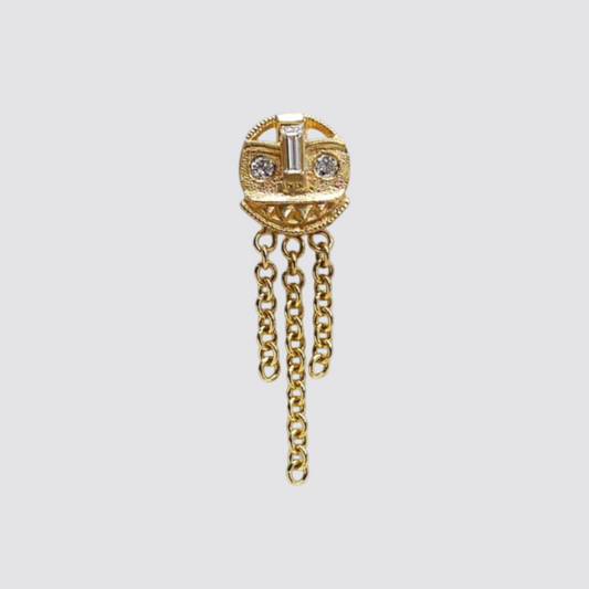 DMD Metal Teef Single Stud Earring 14k Gold with White Diamond