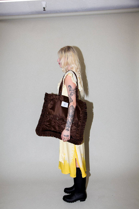 Kkco Utility Tote in Chocolate Nylon Satin