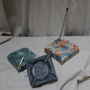 Concrete Cat Incense & Ash Tray