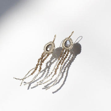 Jacki Holland Moonstone & Smokey Quartz Earrings