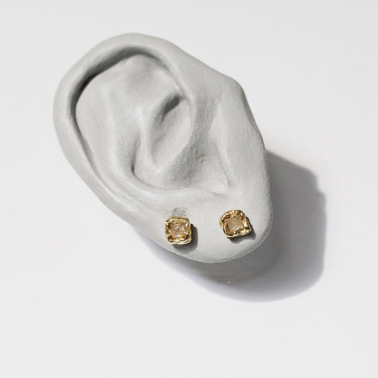 Ellis Mhairi Cameron 14K Gold Pale Rust Diamond Stud Earrings