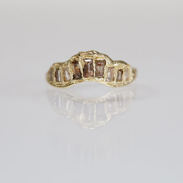 Ellis Mhairi Cameron Soft Red Baguette V Diamond Scatter Band