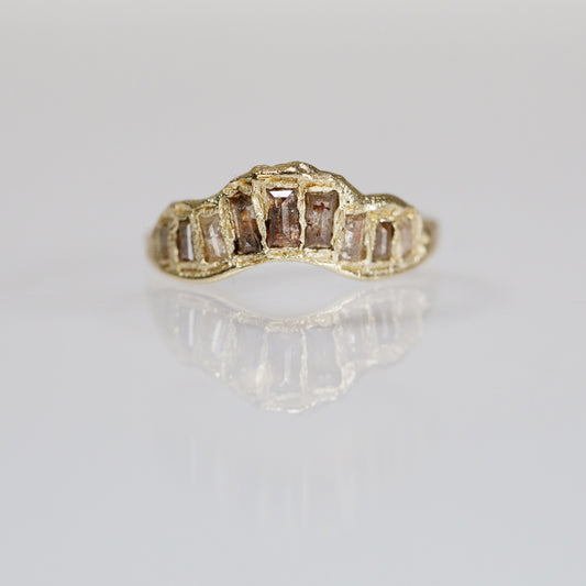 Ellis Mhairi Cameron Soft Red Baguette V Diamond Scatter Band