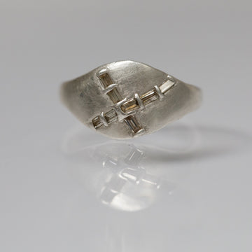 Atelier Narce OOAK Sterling & Diamond Baguette X-Ring