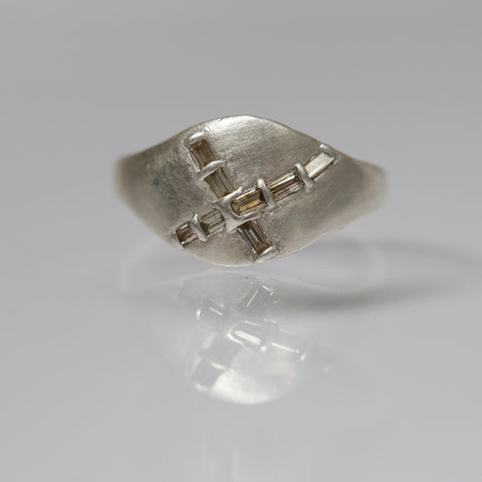 Atelier Narce OOAK Sterling & Diamond Baguette X-Ring