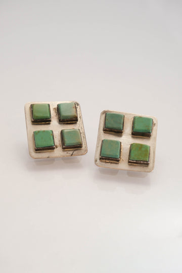 Square Sterling Silver & Turquoise Earrings