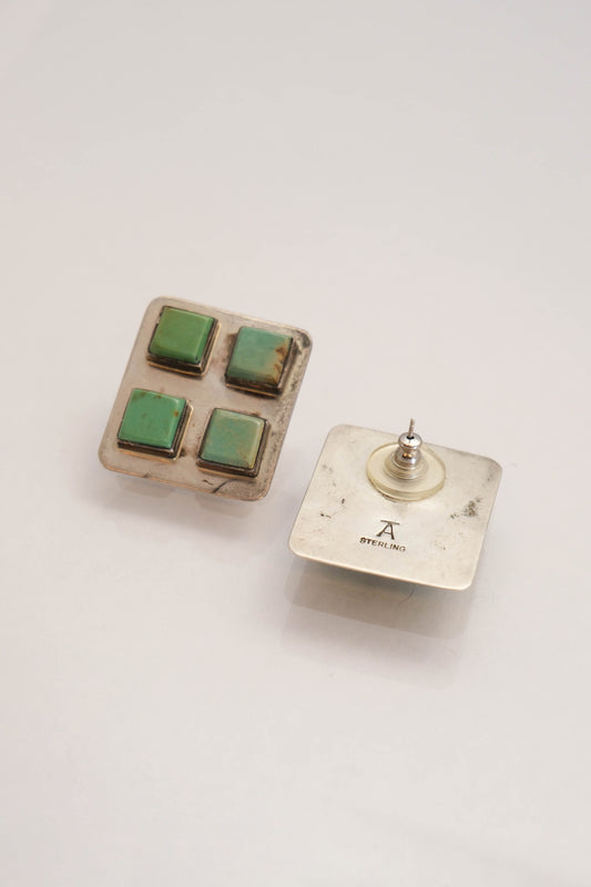 Square Sterling Silver & Turquoise Earrings
