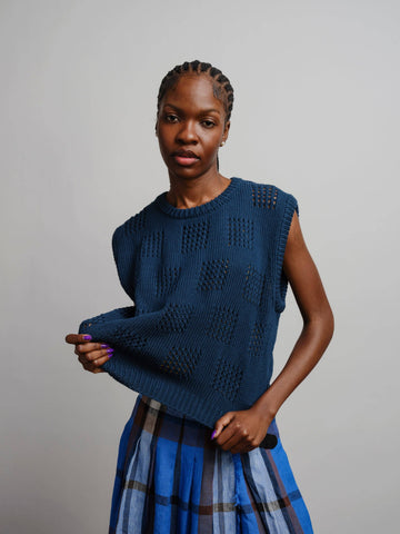 The Endry Katt Eyelet Vest - Viridian