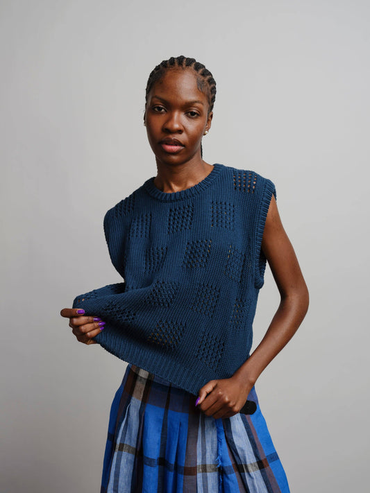 The Endry Katt Eyelet Vest - Viridian