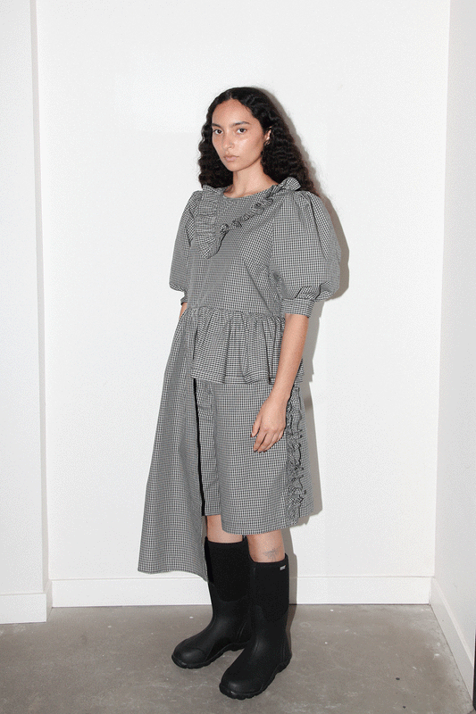 KKCO Ruffle Scoria Short in Black Plaid