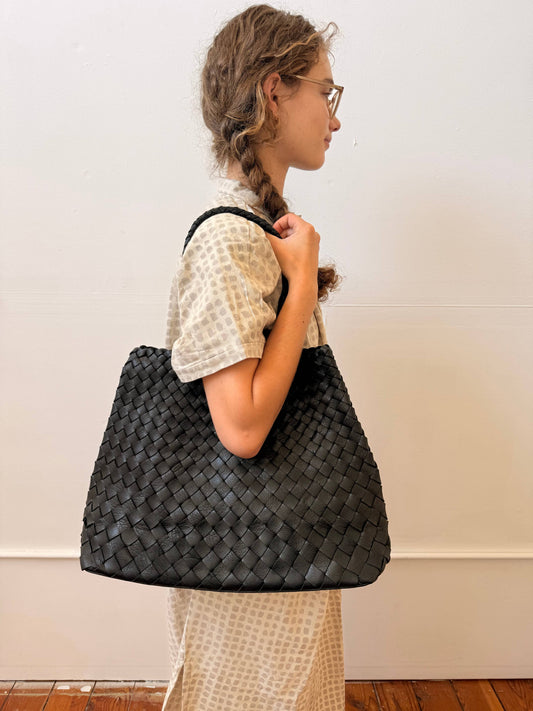 Happy French Gang Kaveri Black Leather Bag