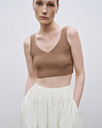 Mijeong Park Ribbed Knit V-Neck Crop Top
