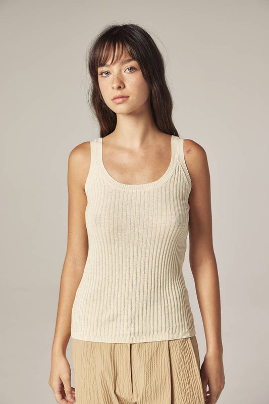 Amente Cotton linen blend rib cami