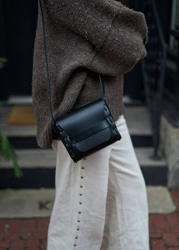 Forestbound Leather Saddle Bag in Black