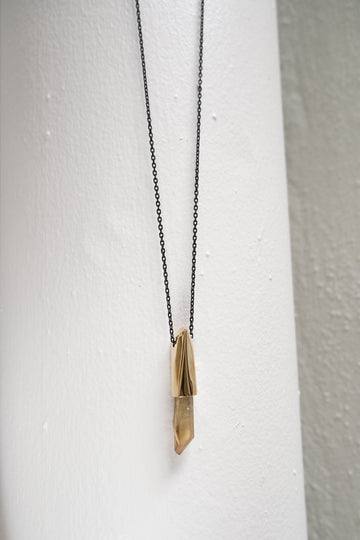 K/LLER Collection Large Brass Capped Faceted Raw Citrine Point