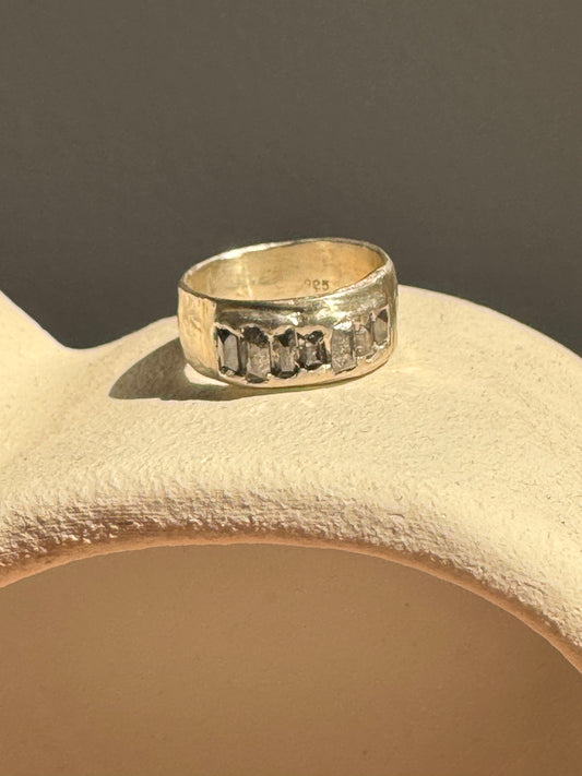 Atelier Narce Sterling Silver with Salt & Pepper Diamond Baguettes Band