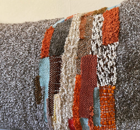 Jess Feury Handwoven Color block Pillow - Browns, Rust, Neutral, Blues