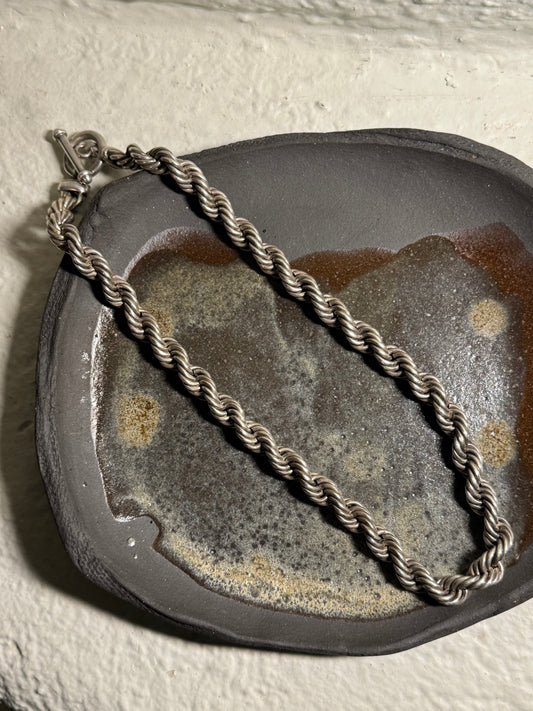Vintage Heavy Sterling Silver Rope Necklace