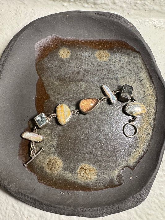 Vintage The Dreamer Sterling and Stone Toggle Bracelet
