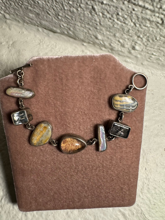Vintage The Dreamer Sterling and Stone Toggle Bracelet