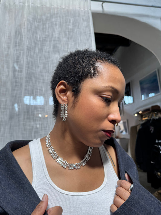 Bravais Lattice Sterling and Topaz Choker