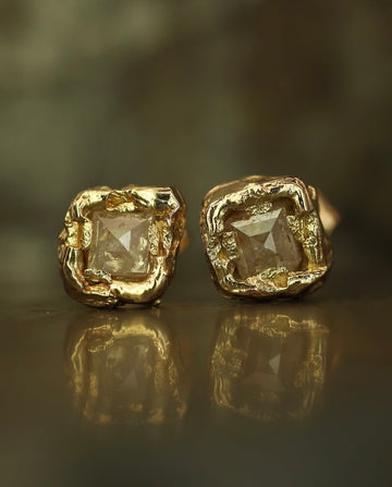 Ellis Mhairi Cameron 14K Gold Pale Rust Diamond Stud Earrings