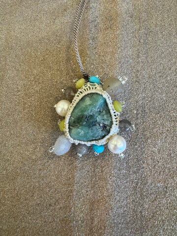 Jacki Holland Emerald Satelite Necklace