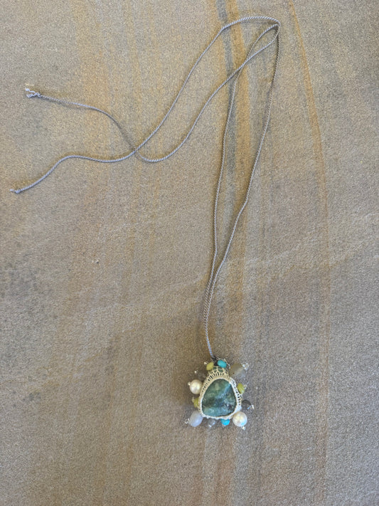 Jacki Holland Emerald Satelite Necklace