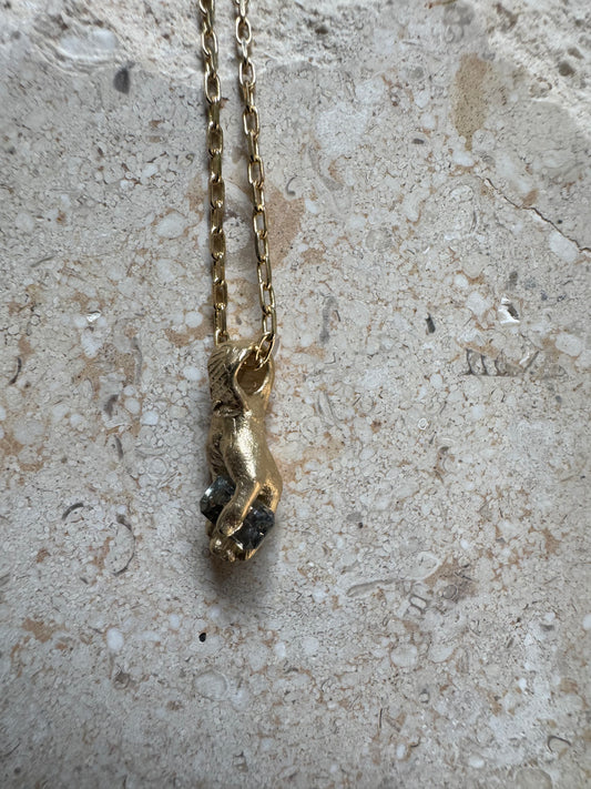 Fraser Hamilton Gold Hand Pendant with Emerald Cut Sapphire