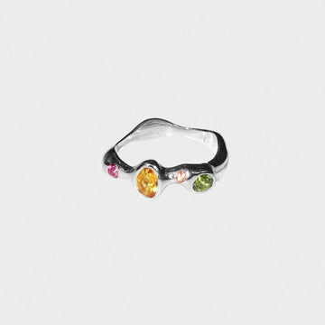 Faris Reina Ring Sterling Silver with Peridot, Citrine & Sapphires