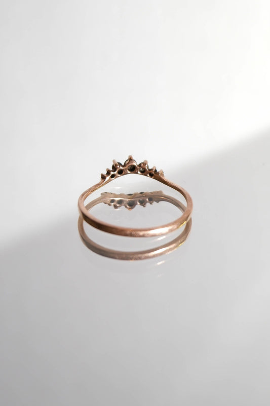 14k Rose Gold and Grey Diamond Tiara Ring