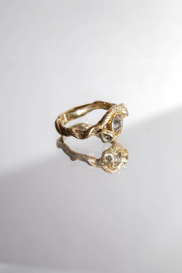 Gold and Diamond Snake Ring