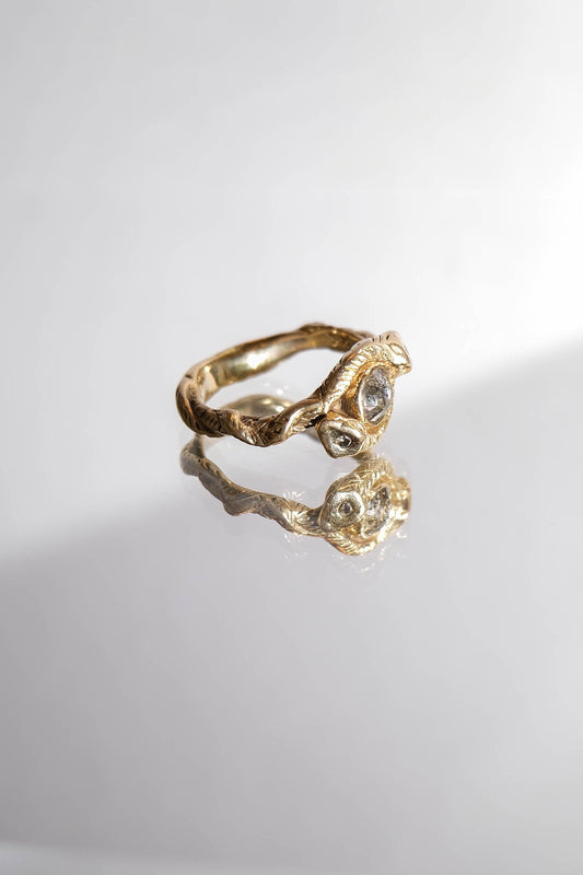 Gold and Diamond Snake Ring