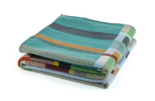 Wallace + Sewell Feilden Merino Lambswool Block Throw (Turquoise)