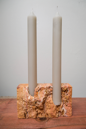 Dua Candle Holder Red Travertine