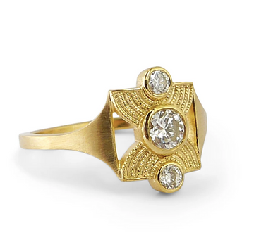DMD Metal Hora Vitrum Ring with White Diamond