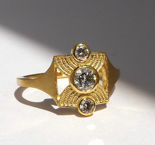 DMD Metal Hora Vitrum Ring with White Diamond
