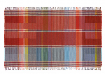 Wallace+Sewell Merino Lambswool Pinstripe Throw Beatrix (Orange/ Blue)