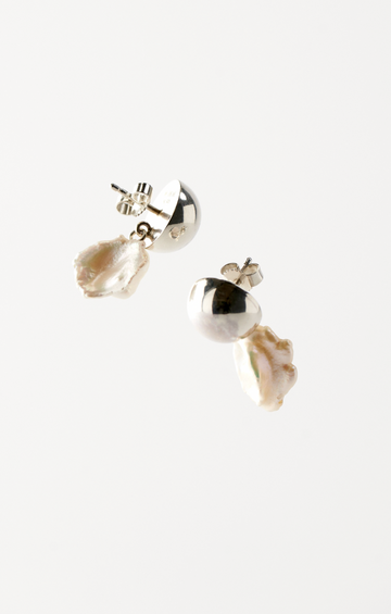 Mussels and Muscles Sterling & Keshi Pearl Earrings